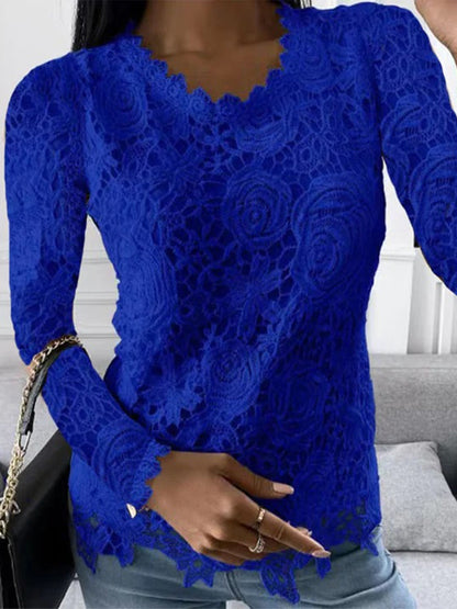 Beautiful Floral Lace Women's Long Sleeve Top