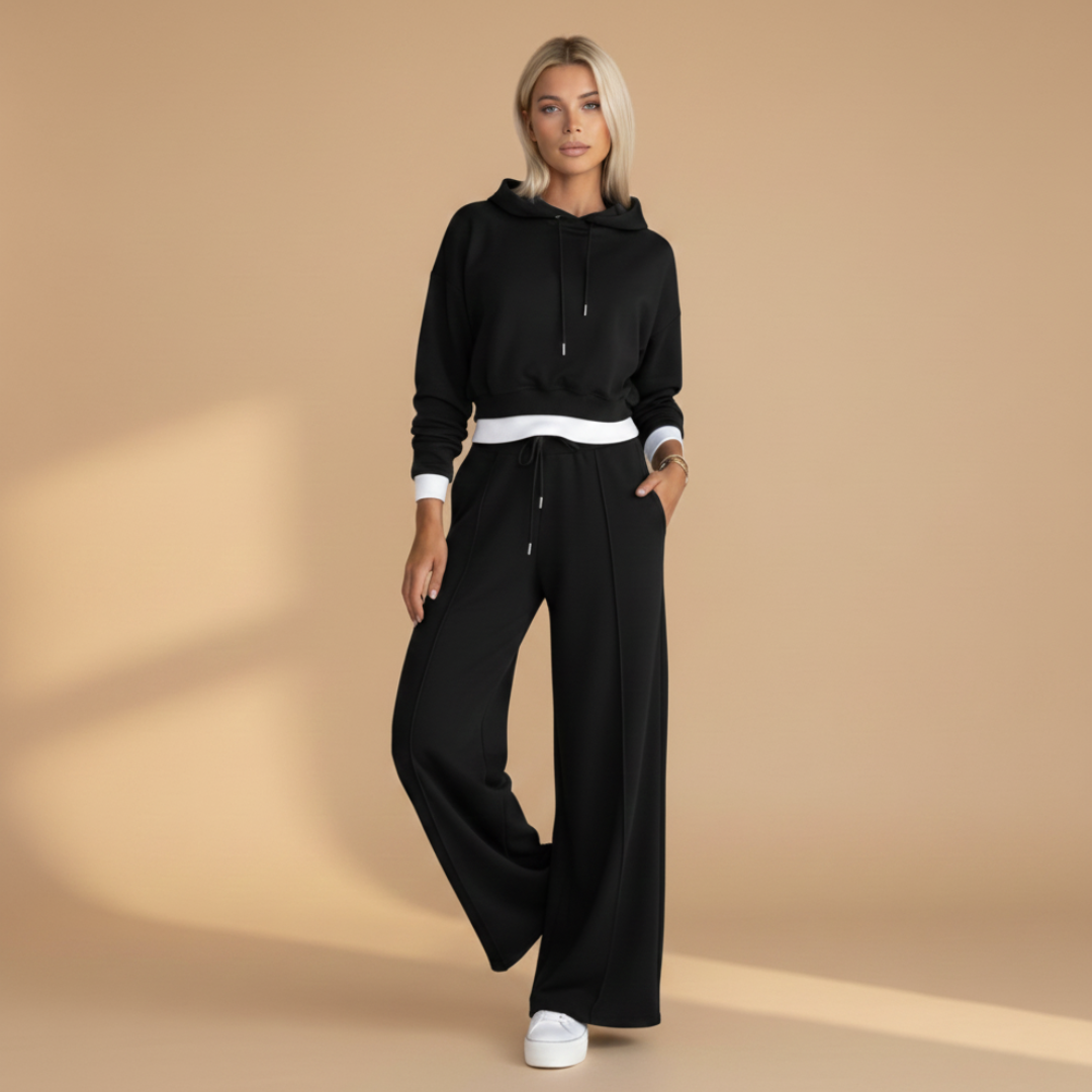 Ladies' Athletic Sweat Suit with Hoodie and Jogger Pants