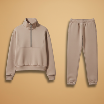 Ladies' Athletic Jogger Suit with Zip Front and Stretch Waist - Modish World