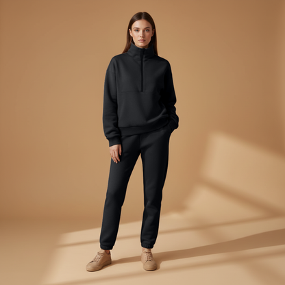 Ladies' Athletic Jogger Suit with Zip Front and Stretch Waist