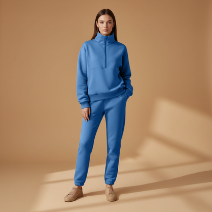 Ladies' Athletic Jogger Suit with Zip Front and Stretch Waist
