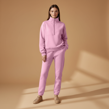 Ladies' Athletic Jogger Suit with Zip Front and Stretch Waist