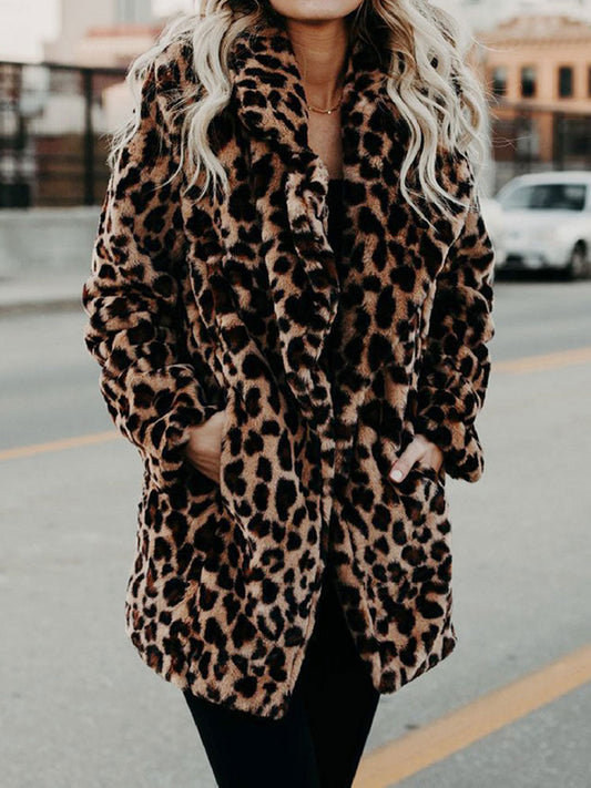 Chic Leopard Print Faux Fur Women's Coat - Modish World