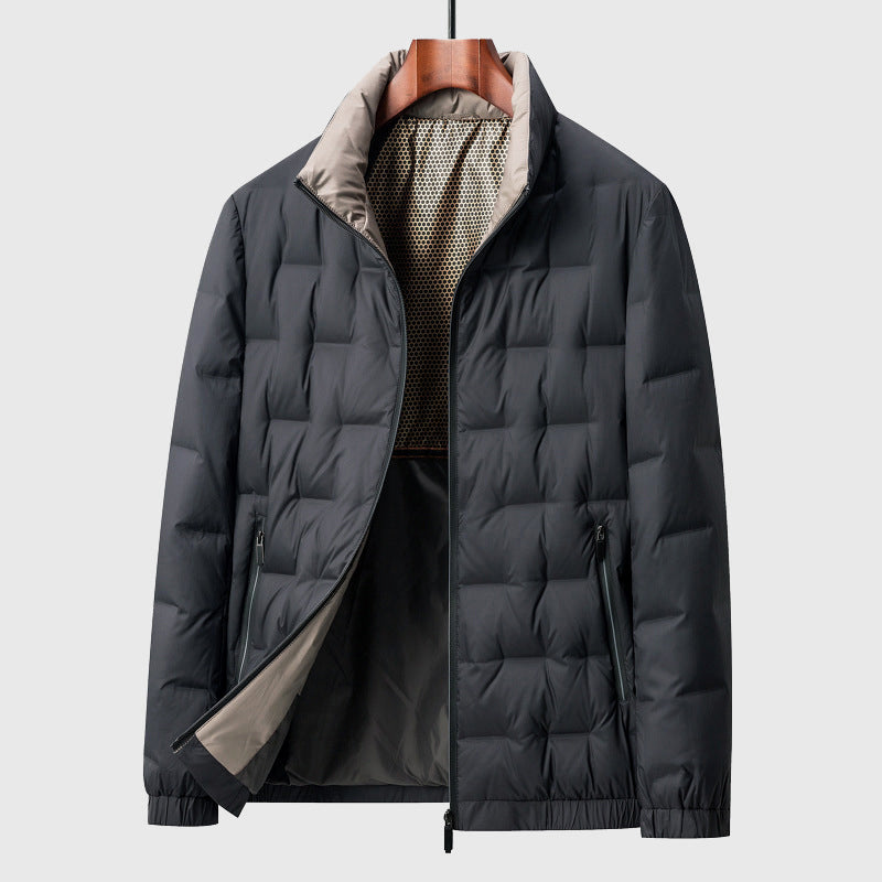 Warm Quilted Puffer Coat for Men Full Zip