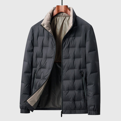 Warm Quilted Puffer Coat for Men Full Zip