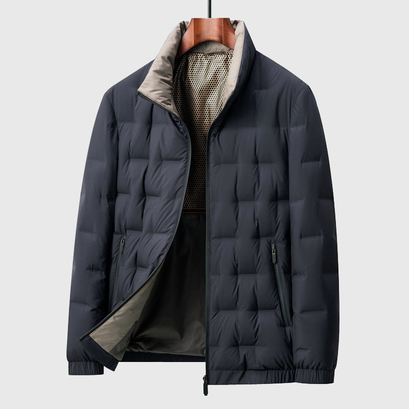 Warm Quilted Puffer Coat for Men Full Zip