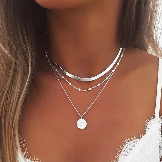 Women's 18k Gold Plated Layered Chain Necklace - ModishWorld