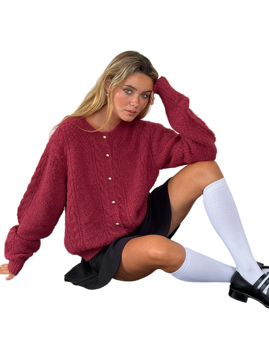 Warm Women's Knit Cardigan Sweater - ModishWorld