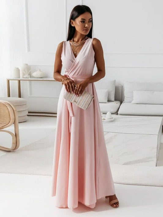 Classic Women's Maxi Dress - Flowy Slim Fit Evening Gown - ModishWorld