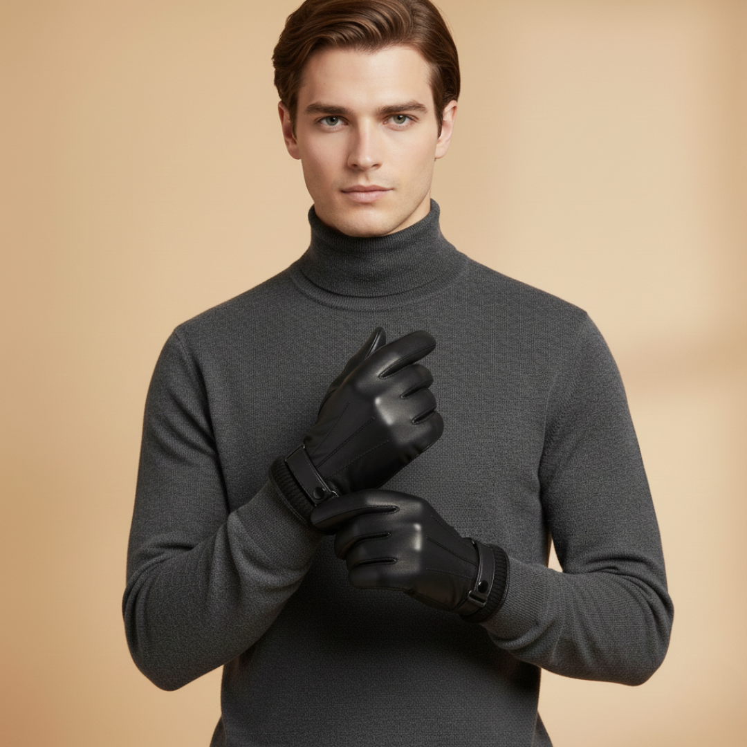 Warm Insulated Gloves for Men with Adjustable Cuff
