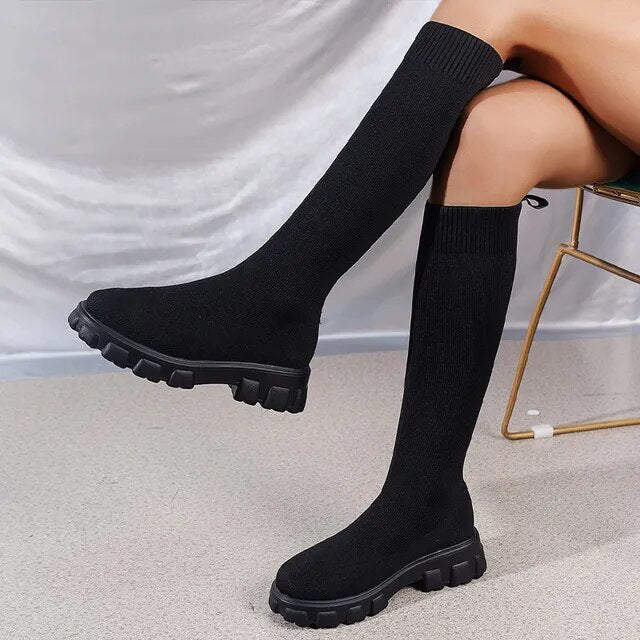 Tall Women's Boots - Stretchy Fit with Thick Sole