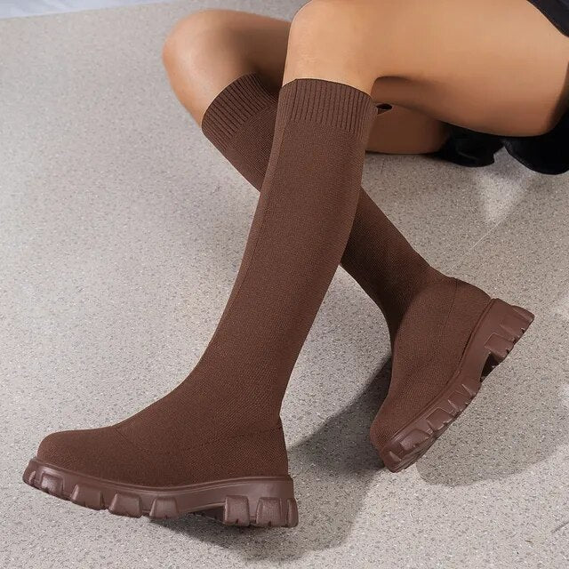 Tall Women's Boots - Stretchy Fit with Thick Sole