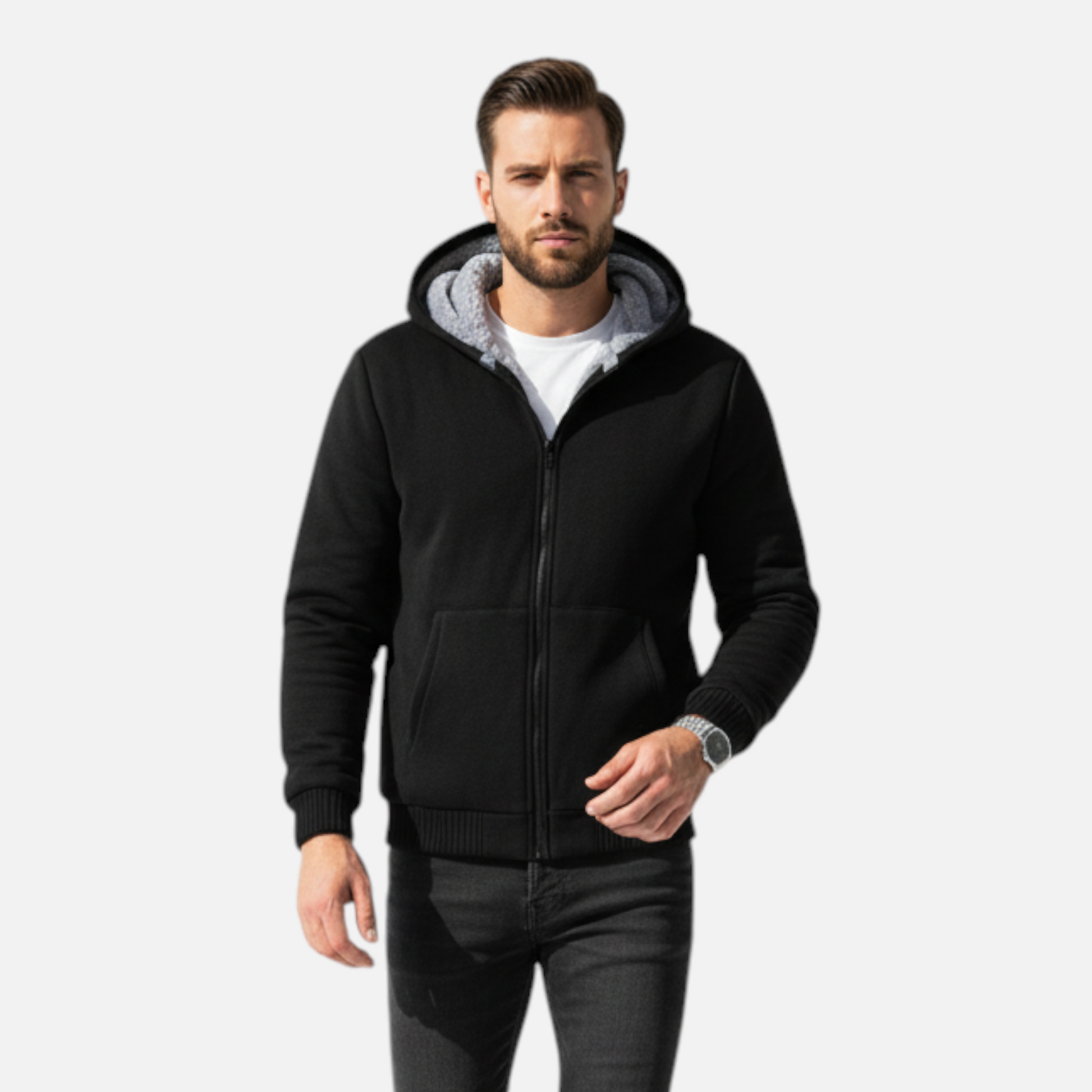 Warm Full Zip Men's Fleece Hooded Jacket - ModishWorld