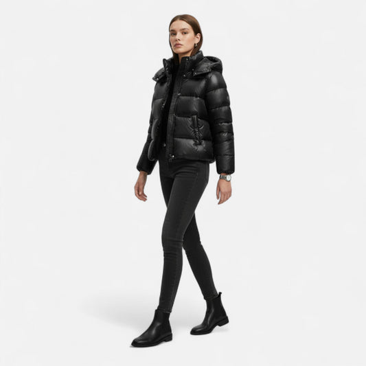 Chic Black Slim Fit Puffer Jacket - Modish World