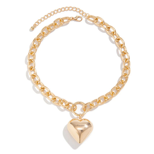 Luxury Women's Elegant Heart Necklace with Chunky Chain
 - ModishWorld