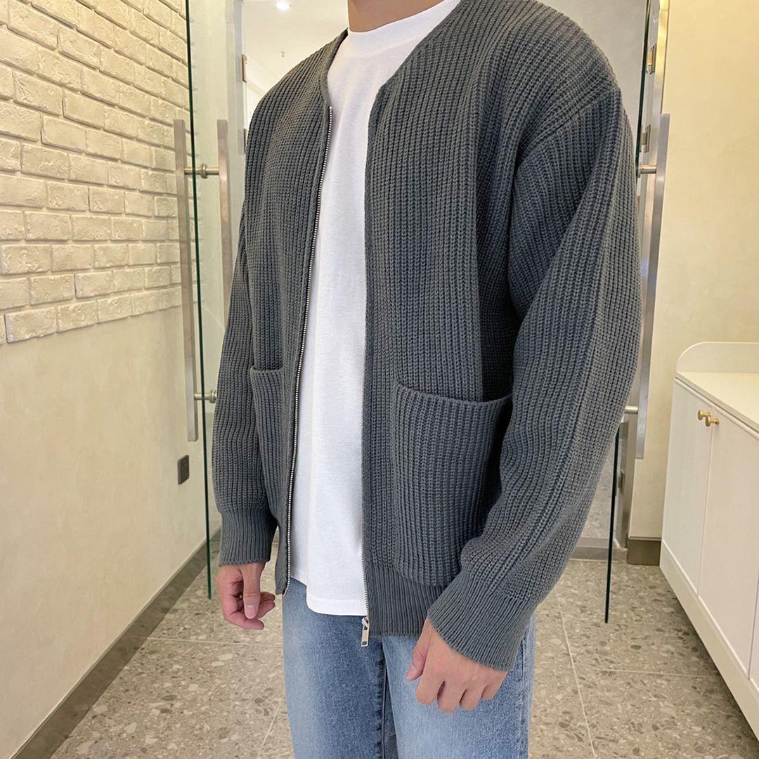 Stylish Men's Knit Zip Up Sweater