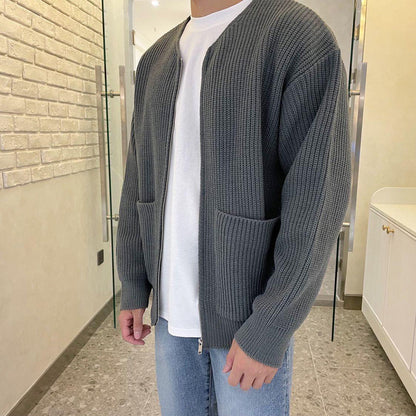 Stylish Men's Knit Zip Up Sweater