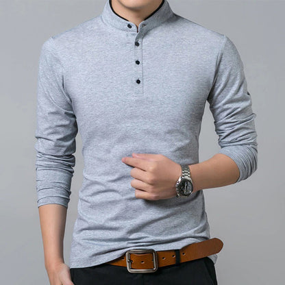 Classic Comfortable Mens Long Sleeve Polo Shirt