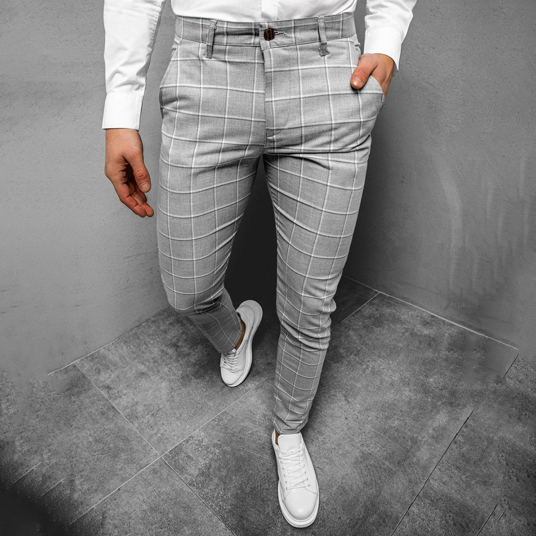 Stylish Checked Work Pants - Slim Fit Design