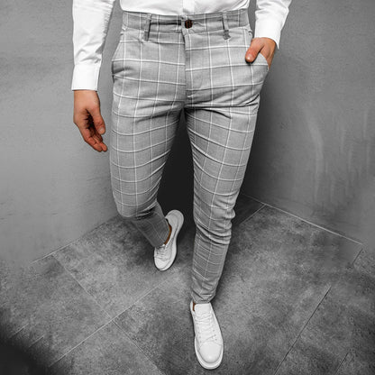 Stylish Checked Work Pants - Slim Fit Design