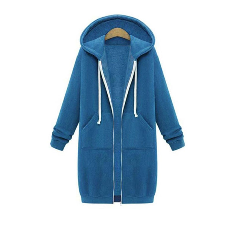 Women's Oversized Zip Front Hooded Sweatshirt