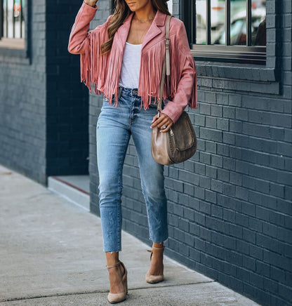 Short Faux Leather Biker Jacket for Women