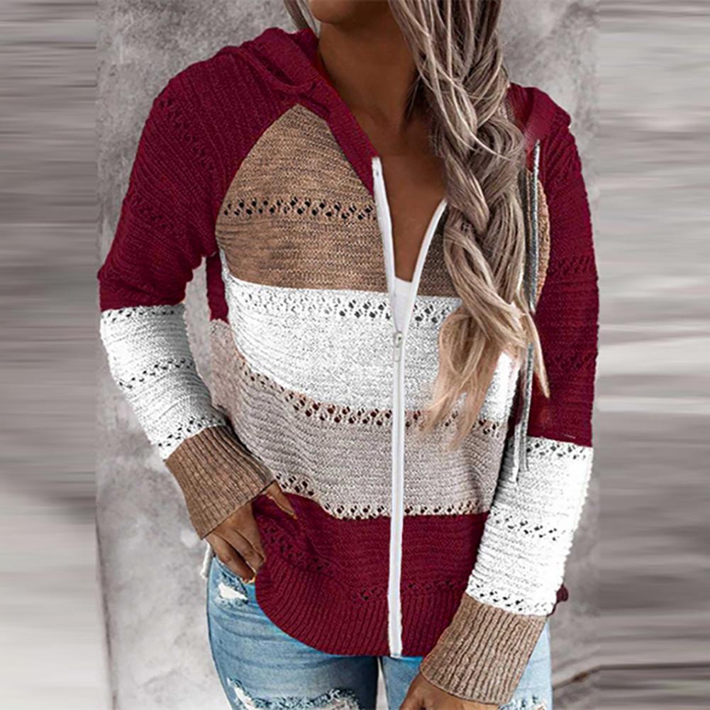 Fashionable Women's Hooded V-Neck Sweater