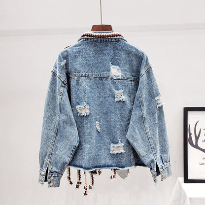 Stylish Denim Jacket with Pompoms
 - ModishWorld