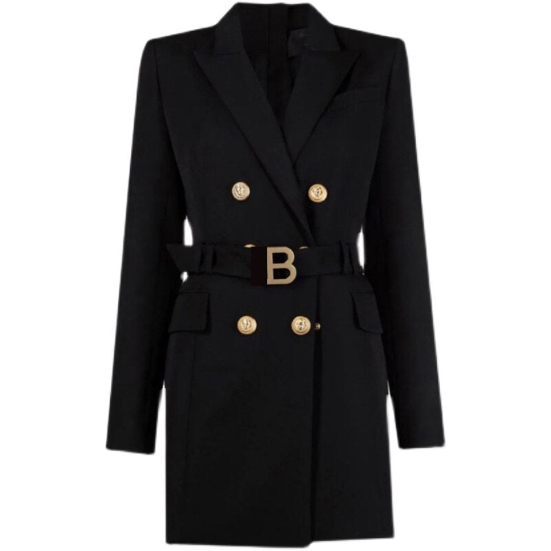 Classic Ladies' Jacket Dress with Metal Buttons