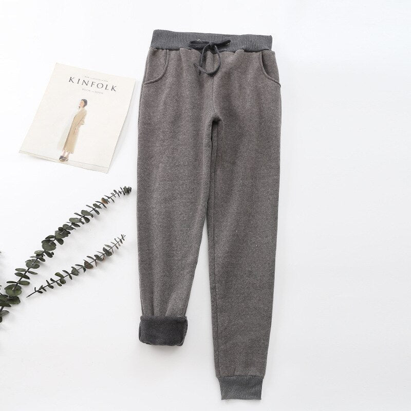 Ladies Warm Jogger Pants - Elastic Waist Trousers