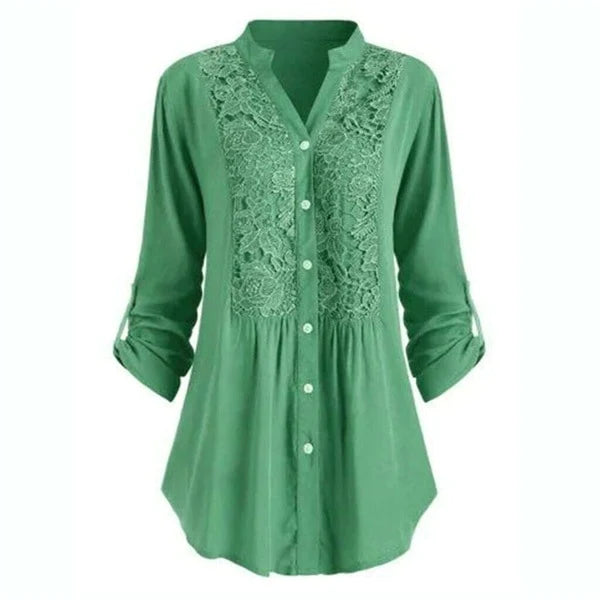 Beautiful Lace Front Women's Long Sleeve Blouse