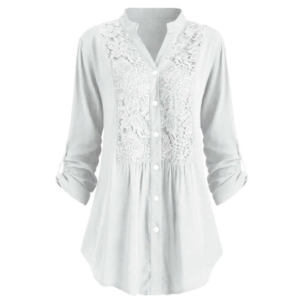 Beautiful Lace Front Women's Long Sleeve Blouse