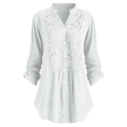 Beautiful Lace Front Women's Long Sleeve Blouse