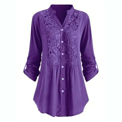 Beautiful Lace Front Women's Long Sleeve Blouse