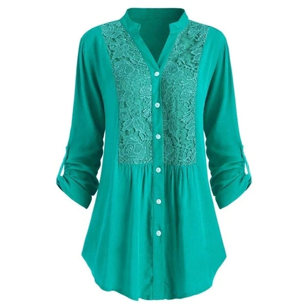 Beautiful Lace Front Women's Long Sleeve Blouse