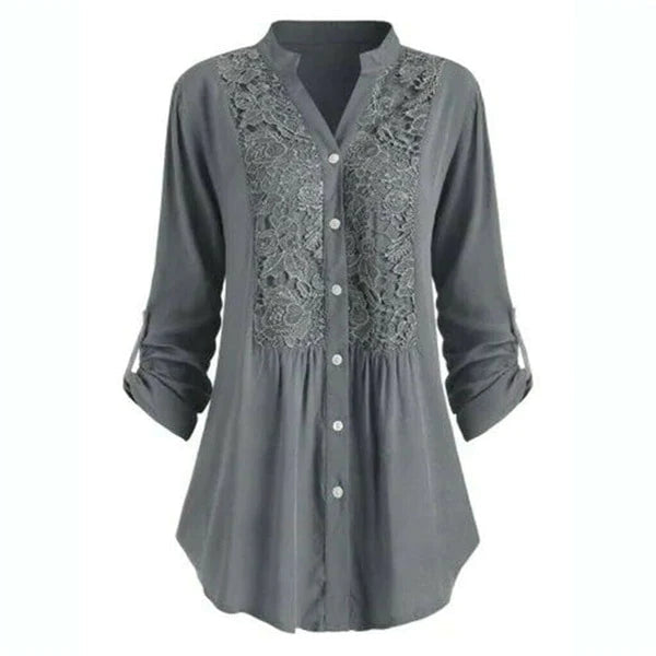 Beautiful Lace Front Women's Long Sleeve Blouse