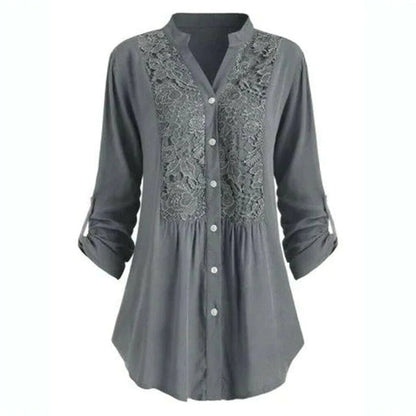 Beautiful Lace Front Women's Long Sleeve Blouse