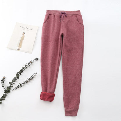 Ladies Warm Jogger Pants - Elastic Waist Trousers - ModishWorld