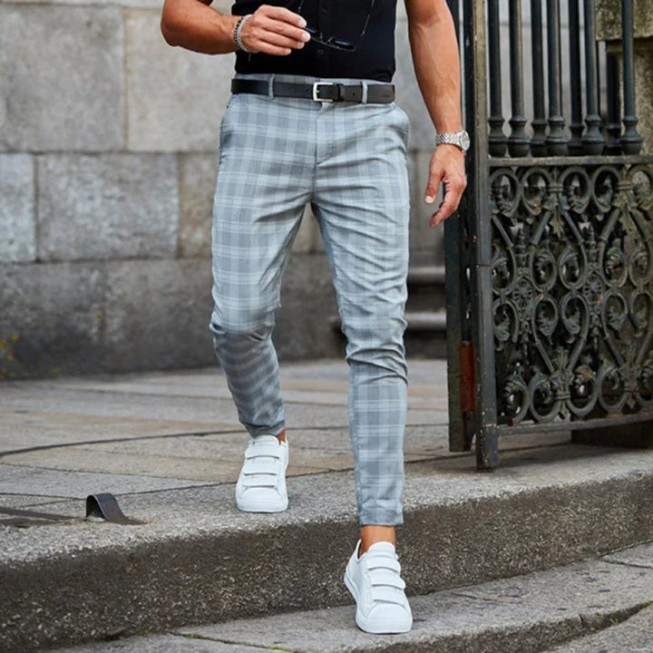 Men's Slim Fit Checked Work Pants