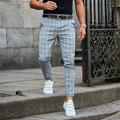 Men's Slim Fit Checked Work Pants
