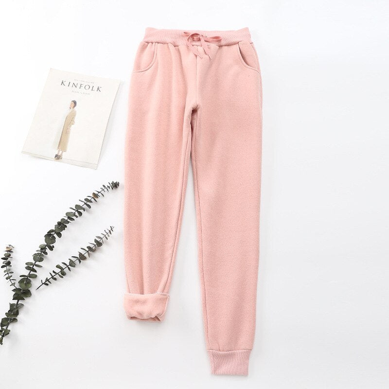 Ladies Warm Jogger Pants - Elastic Waist Trousers