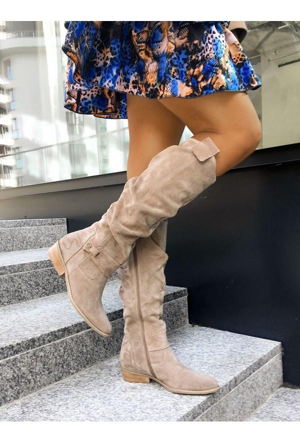 Tall Slouch Boots for Women with Side Zip Detail