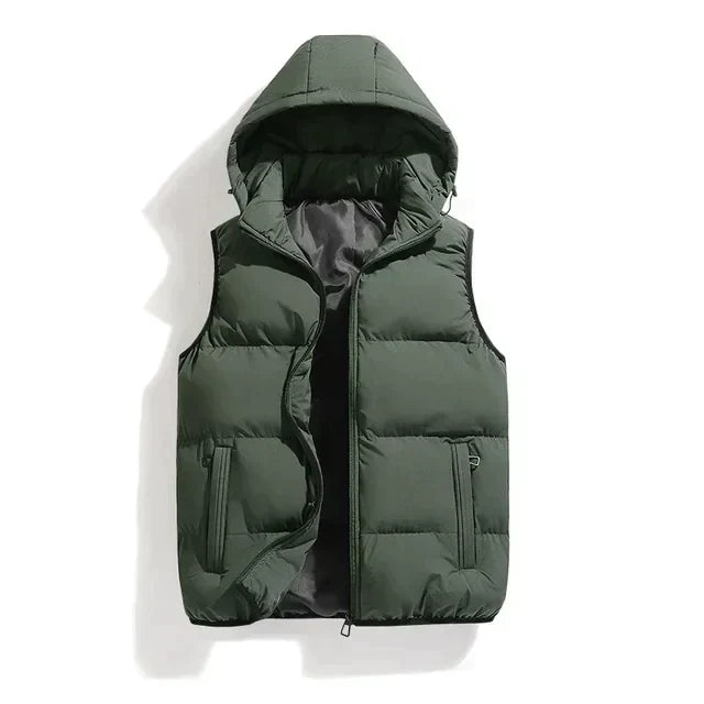 Men's Quilted Hooded Vest - ModishWorld
