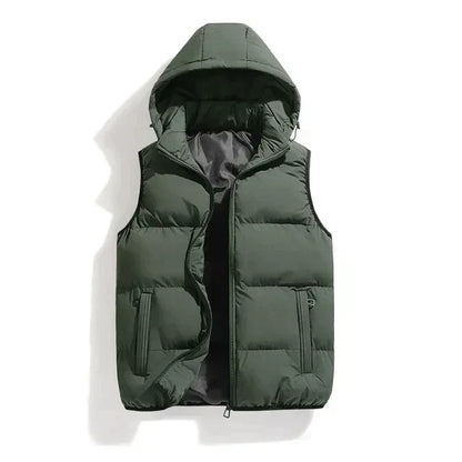 Men's Quilted Hooded Vest - ModishWorld