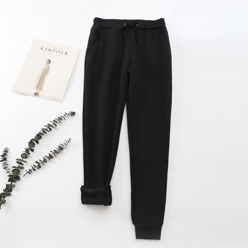 Ladies Warm Jogger Pants - Elastic Waist Trousers