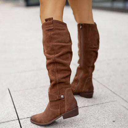 Tall Slouch Boots for Women with Side Zip Detail - ModishWorld