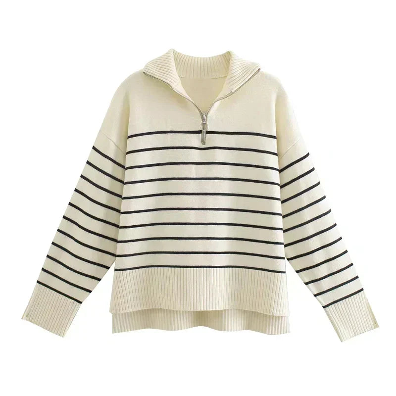 Classic Women's Horizontal Knit Sweater - ModishWorld
