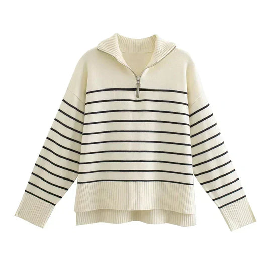 Classic Women's Horizontal Knit Sweater - ModishWorld