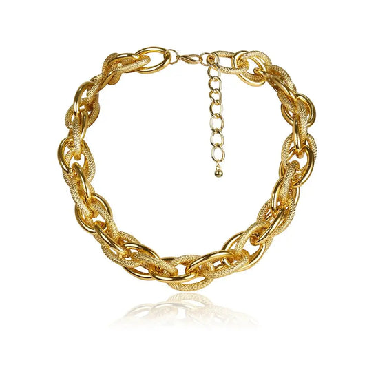 Bold Statement Necklace: Luxurious Gold Thick Twisted Choker
 - ModishWorld