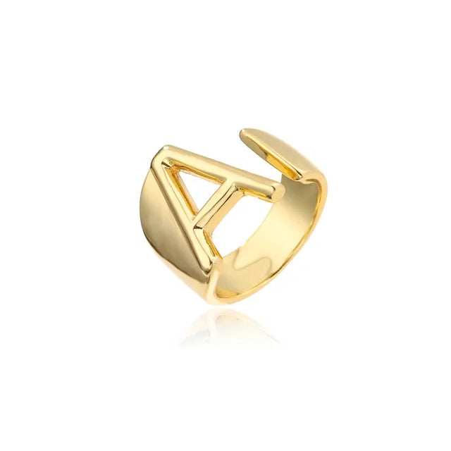 Bold Gold Initial Ring -  Statement Fashion Piece
 - ModishWorld